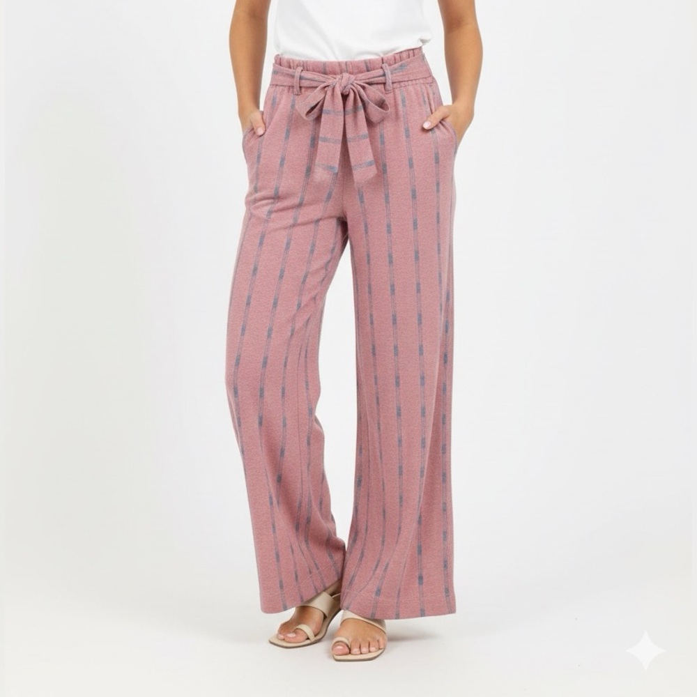 MAHINA Women’s Flowy Boho High Waisted Paperbag Palazzo Pants with Front Tie